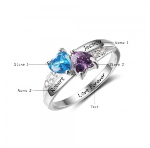 Birthstone Ring, Sterling Silver Personalized Engravable Ring JEWJORI102402